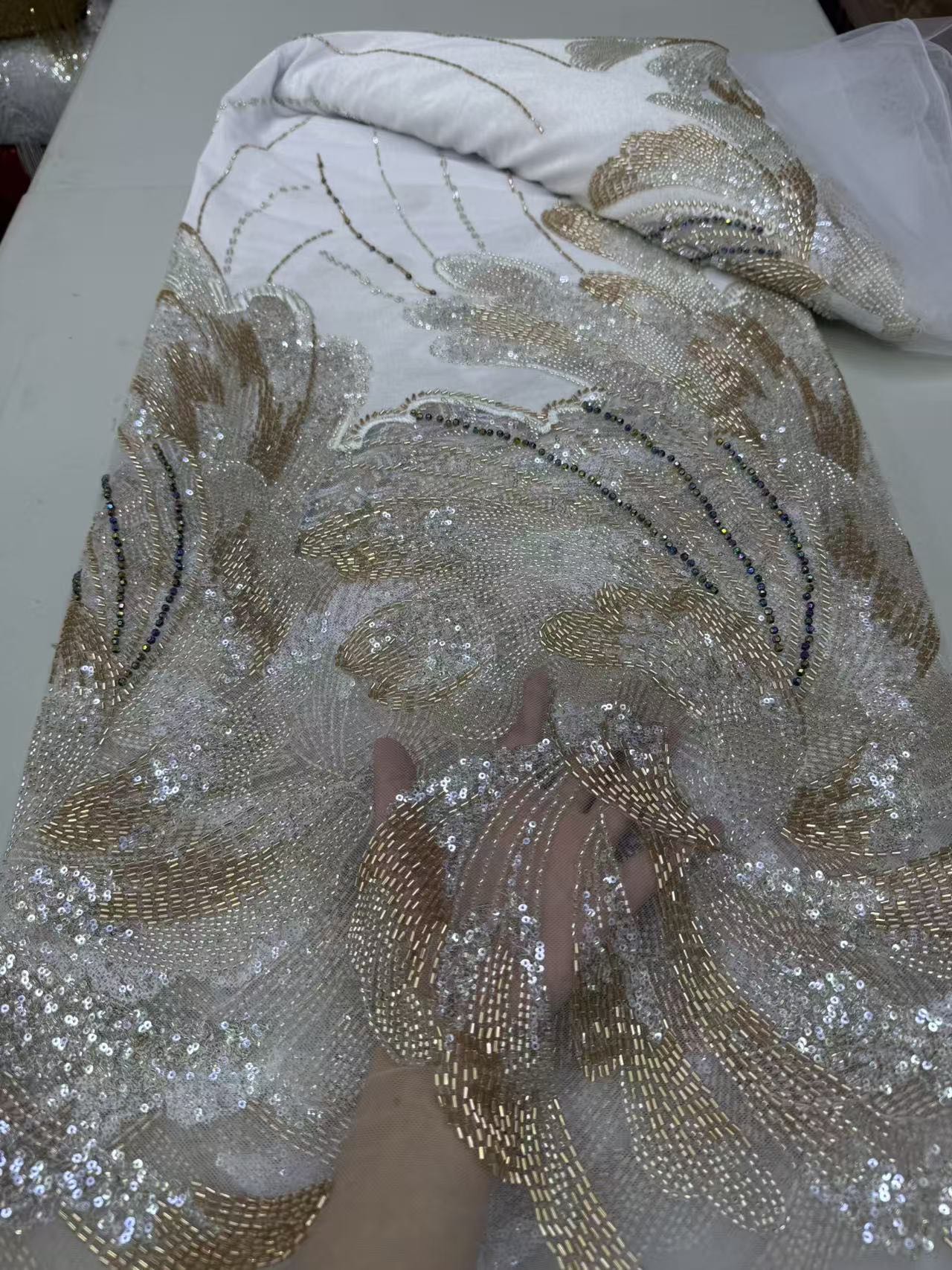 Sewing Velvet Fabric - Tissu de dentelle en tulle perlé