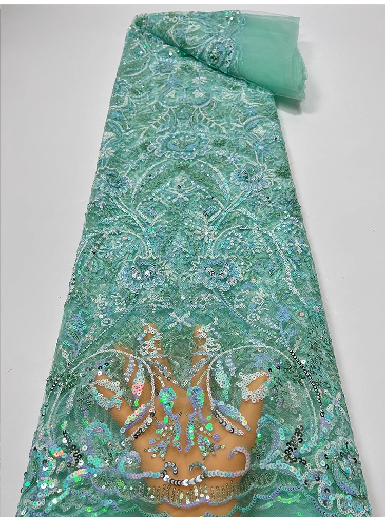 Sewing Embroidery Fabric - Tissu en gaze brodé brillant de